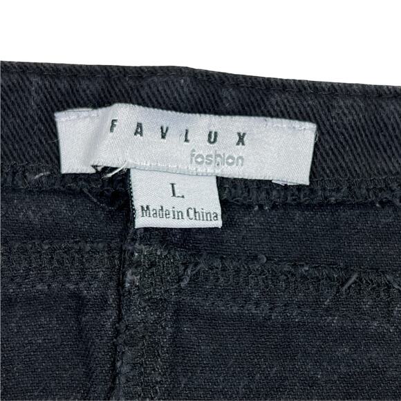Favlux Paneled Black Denim Miniskirt With Snap Buttons Size Large - Picture 6 of 12